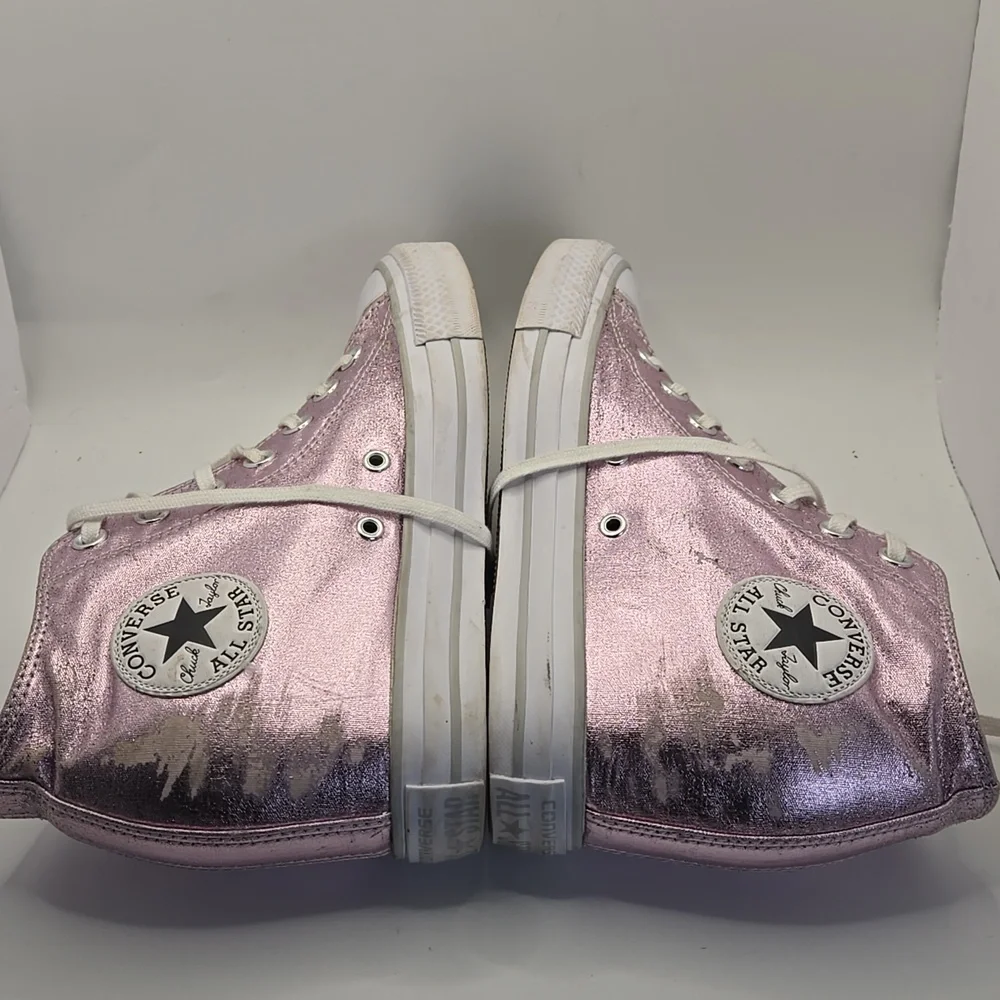 Converse AllStar Lux Mid Hidden Hi Top Wedge Heel Sneakers Metallic Fuschia Sz 9